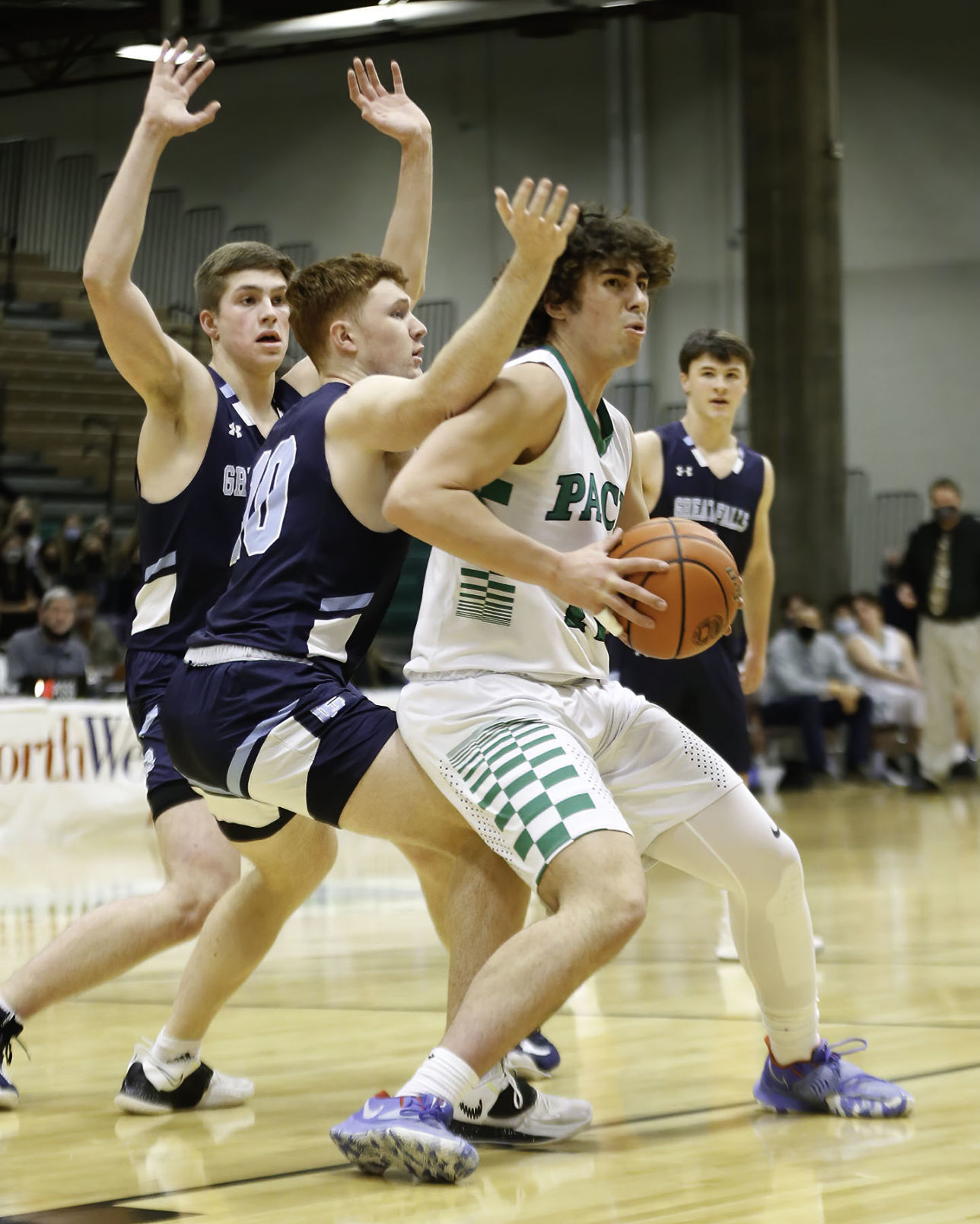 Class AA boys Kalispell Glacier's Weston Price and Great Falls' Garrett Stone